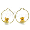 Argolla Grande 02.380.0075.50 Oro Laminado, Diseño de Osito, Resinado Amarillo, Tono Dorado