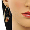 Argolla Grande 02.380.0077.1.50 Oro Laminado, Diseño de Ojo Griego, con Blanca Cristal, Esmaltado Rojo, Tono Dorado