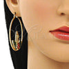 Argolla Grande 02.380.0078.50 Oro Laminado, Diseño de Guadalupe y Flor, Esmaltado Multicolor, Tono Dorado