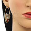 Argolla Grande 02.380.0079.50 Oro Laminado, Diseño de Con Nombre y Corazón, con Blanca and Granate Cristal, Diamantado, Tono Dorado