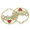 Argolla Grande 02.380.0079.50 Oro Laminado, Diseño de Con Nombre y Corazón, con Blanca and Granate Cristal, Diamantado, Tono Dorado