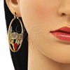 Argolla Grande 02.380.0080.50 Oro Laminado, Diseño de Con Nombre y Corazón, con Blanca and Granate Cristal, Diamantado, Tono Dorado