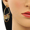 Argolla Grande 02.380.0082.50 Oro Laminado, Diseño de Búho y Elefante, con Blanca and Negro Cristal, Diamantado, Tres Tonos