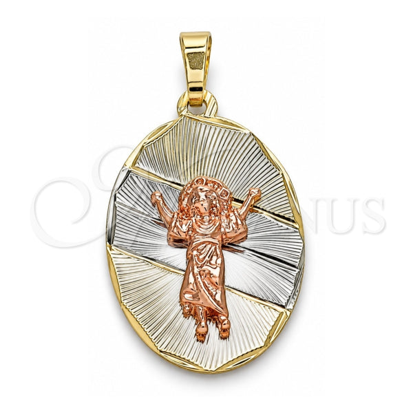 Dije Religioso 05.380.0120 Oro Laminado, Diseño de Divino Niño , Diamantado, Tres Tonos