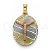 Dije Religioso 05.380.0121 Oro Laminado, Diseño de Jesus, Diamantado, Tres Tonos