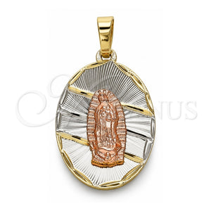 Dije Religioso 05.380.0122 Oro Laminado, Diseño de Guadalupe, Diamantado, Tres Tonos