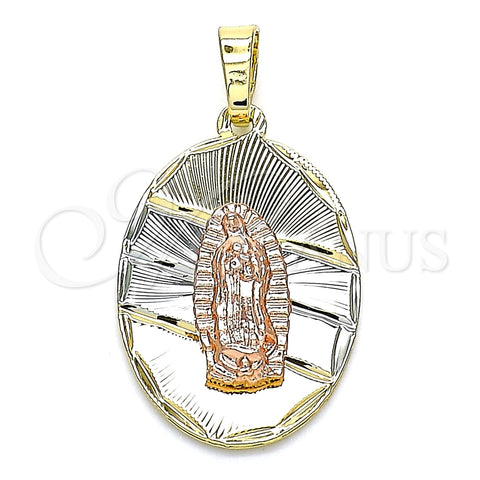 Dije Religioso 05.380.0122 Oro Laminado, Diseño de Guadalupe, Diamantado, Tres Tonos