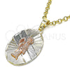 Dije Religioso 05.380.0123 Oro Laminado, Diseño de Santa Muerte, Diamantado, Tres Tonos