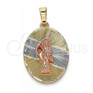 Dije Religioso 05.380.0123 Oro Laminado, Diseño de Santa Muerte, Diamantado, Tres Tonos