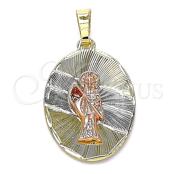 Dije Religioso 05.380.0123 Oro Laminado, Diseño de Santa Muerte, Diamantado, Tres Tonos