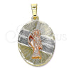 Dije Religioso 05.380.0123 Oro Laminado, Diseño de Santa Muerte, Diamantado, Tres Tonos