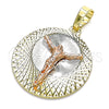 Dije Religioso 05.380.0126 Oro Laminado, Diseño de Jesus, Diamantado, Tres Tonos