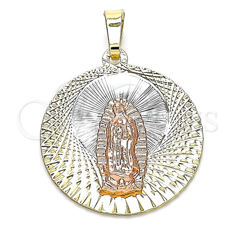 Dije Religioso 05.380.0127 Oro Laminado, Diseño de Guadalupe, Diamantado, Tres Tonos