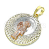 Dije Religioso 05.380.0128 Oro Laminado, Diseño de Santa Muerte, Diamantado, Tres Tonos