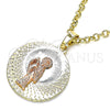 Dije Religioso 05.380.0128 Oro Laminado, Diseño de Santa Muerte, Diamantado, Tres Tonos
