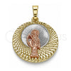 Dije Religioso 05.380.0128 Oro Laminado, Diseño de Santa Muerte, Diamantado, Tres Tonos