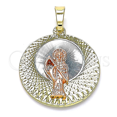 Dije Religioso 05.380.0128 Oro Laminado, Diseño de Santa Muerte, Diamantado, Tres Tonos