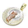 Dije Religioso 05.380.0129 Oro Laminado, Diseño de San Judas, Diamantado, Tres Tonos