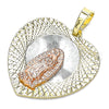 Dije Religioso 05.380.0132 Oro Laminado, Diseño de Guadalupe y Corazón, Diamantado, Tres Tonos