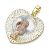 Dije Religioso 05.380.0133 Oro Laminado, Diseño de Santa Muerte y Corazón, Diamantado, Tres Tonos