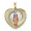 Dije Religioso 05.380.0134 Oro Laminado, Diseño de San Judas y Corazón, Diamantado, Tres Tonos