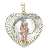 Dije Religioso 05.380.0134 Oro Laminado, Diseño de San Judas y Corazón, Diamantado, Tres Tonos