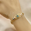 Pulsera Elegante 03.380.0104.07 Oro Laminado, Diseño de Tortuga y Corazón, con Topacio Azul and Negro Zirconia Cubica, Pulido, Tres Tonos (07 MM Thickness, 7 Inches Length)