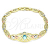 Pulsera Elegante 03.380.0104.07 Oro Laminado, Diseño de Tortuga y Corazón, con Topacio Azul and Negro Zirconia Cubica, Pulido, Tres Tonos (07 MM Thickness, 7 Inches Length)