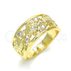 Anillo Multi Piedra 01.380.0003.08 Oro Laminado, Diseño de Tortuga, con Blanca Zirconia Cubica, Pulido, Tono Dorado (Size 8)