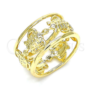 Anillo Elegante 01.380.0005.07 Oro Laminado, Diseño de Tortuga, Pulido, Tono Dorado (Size 7)