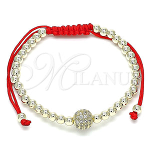 Pulsera Bolo Ajustable 03.299.0081.1.10 Oro Laminado, Diseño de Bola, con Blanca Micro Pave, Pulido, Tono Dorado (04 MM Thickness, 10 Inches Length)