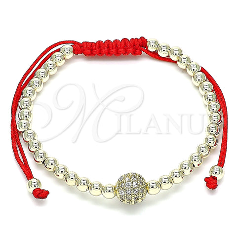 Pulsera Bolo Ajustable 03.299.0081.1.10 Oro Laminado, Diseño de Bola, con Blanca Micro Pave, Pulido, Tono Dorado (04 MM Thickness, 10 Inches Length)