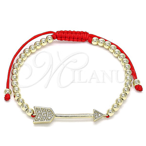Pulsera Bolo Ajustable 03.299.0082.1.10 Oro Laminado, Diseño de Bola, con Blanca Micro Pave, Pulido, Tono Dorado (04 MM Thickness, 10 Inches Length)
