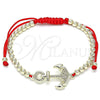 Pulsera Bolo Ajustable 03.299.0085.1.11 Oro Laminado, Diseño de Ancla y Bola, con Blanca Micro Pave, Pulido, Tono Dorado (04 MM Thickness, 11 Inches Length)