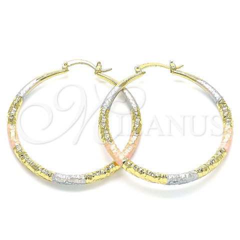 Argolla Grande 02.170.0392.50 Oro Laminado, Diamantado, Tres Tonos