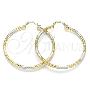 Argolla Grande 02.213.0154.1.50 Oro Laminado, Diamantado, Tres Tonos