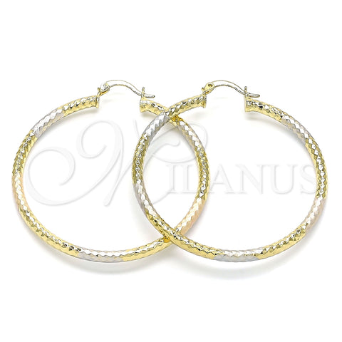 Argolla Grande 02.213.0154.1.50 Oro Laminado, Diamantado, Tres Tonos