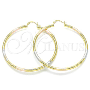 Argolla Grande 02.170.0059.1.60 Oro Laminado, Diamantado, Tres Tonos