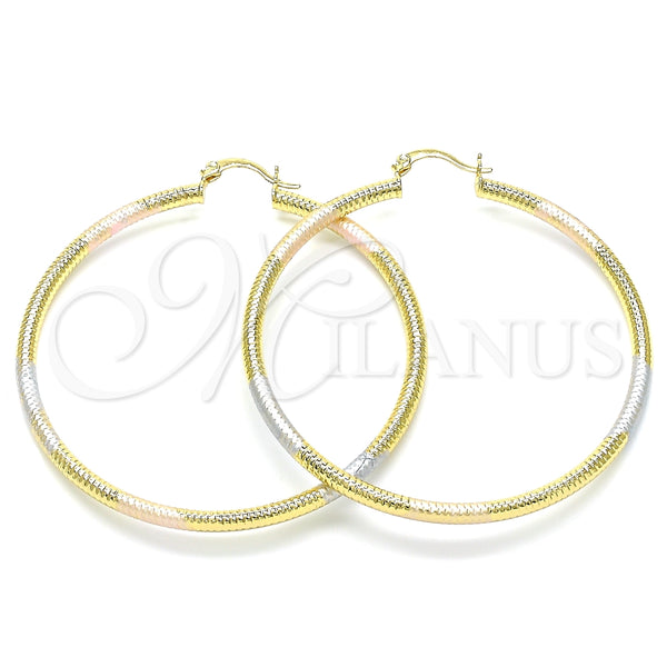 Argolla Grande 02.170.0059.1.60 Oro Laminado, Diamantado, Tres Tonos