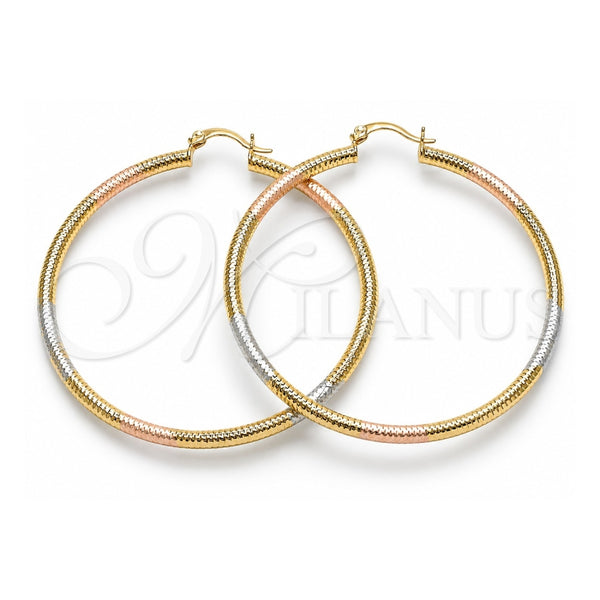 Argolla Grande 02.170.0059.1.60 Oro Laminado, Diamantado, Tres Tonos