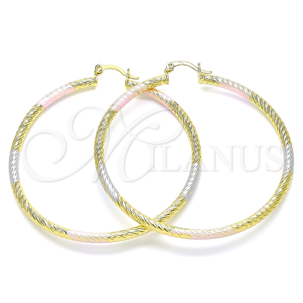 Argolla Grande 02.170.0394.60 Oro Laminado, Diamantado, Tres Tonos