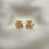 Arete Dormilona 02.387.0001 Oro Laminado, Diseño de Mariposa, con Rosado Zirconia Cubica, Pulido, Tono Dorado