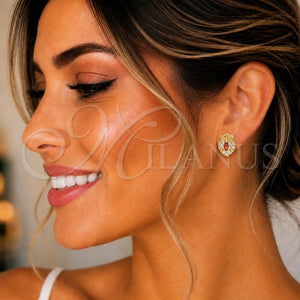 Arete Dormilona 02.387.0010.2 Oro Laminado, con Granate and Blanca Zirconia Cubica, Pulido, Tono Dorado