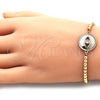 Pulsera Bolo Ajustable 03.368.0042.11 Oro Laminado, Diseño de Ojo Griego y Bola, con Blanca Micro Pave and Blanca Zirconia Cubica, Pulido, Tono Dorado (04 MM Thickness, 11 Inches Length)