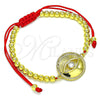 Pulsera Bolo Ajustable 03.368.0042.11 Oro Laminado, Diseño de Ojo Griego y Bola, con Blanca Micro Pave and Blanca Zirconia Cubica, Pulido, Tono Dorado (04 MM Thickness, 11 Inches Length)