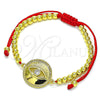 Pulsera Bolo Ajustable 03.368.0042.11 Oro Laminado, Diseño de Ojo Griego y Bola, con Blanca Micro Pave and Blanca Zirconia Cubica, Pulido, Tono Dorado (04 MM Thickness, 11 Inches Length)
