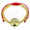 Pulsera Bolo Ajustable 03.368.0042.11 Oro Laminado, Diseño de Ojo Griego y Bola, con Blanca Micro Pave and Blanca Zirconia Cubica, Pulido, Tono Dorado (04 MM Thickness, 11 Inches Length)