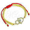 Pulsera Bolo Ajustable 03.368.0043.10 Oro Laminado, Diseño de Mano de Dios y Bola, con Turquoise and Blanca Micro Pave, Pulido, Tono Dorado (04 MM Thickness, 10 Inches Length)