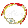 Pulsera Bolo Ajustable 03.368.0043.10 Oro Laminado, Diseño de Mano de Dios y Bola, con Turquoise and Blanca Micro Pave, Pulido, Tono Dorado (04 MM Thickness, 10 Inches Length)