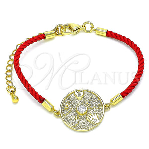 Pulsera Elegante 03.368.0052.06 Oro Laminado, Diseño de Ojo Griego y Luna, con Blanca Micro Pave and Blanca Zirconia Cubica, Pulido, Tono Dorado (02 MM Thickness, 6 Inches Length)